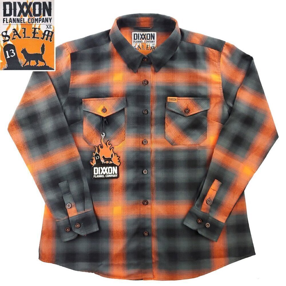 Dixxon Salem Flannel Shirt Plaid Black Cat Halloween Theme Women's XL NWT